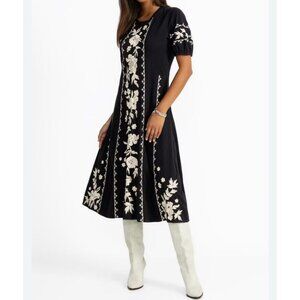 Johnny Was LA Camille Seamed Knit Dress Size XS Midi Embroidered New